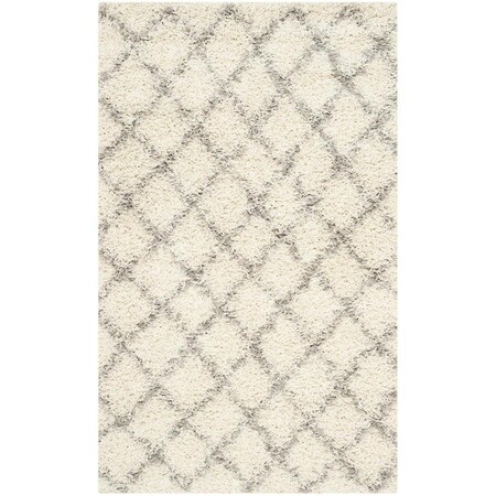 Safavieh 5 ft. 1 in. x 7 ft. 6 in. Dallas Shag Rectangle Machine Made Rug Ivory & Grey SGDS258F-5